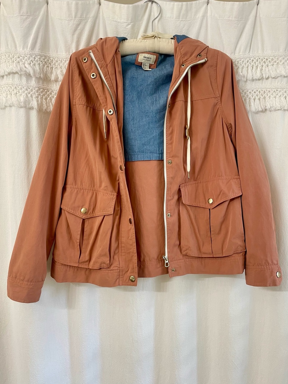 Forever 21 Rust Utility Hooded Jacket